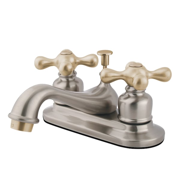 4" Centerset Bathroom Faucet, Brushed Nickel/Polished Brass